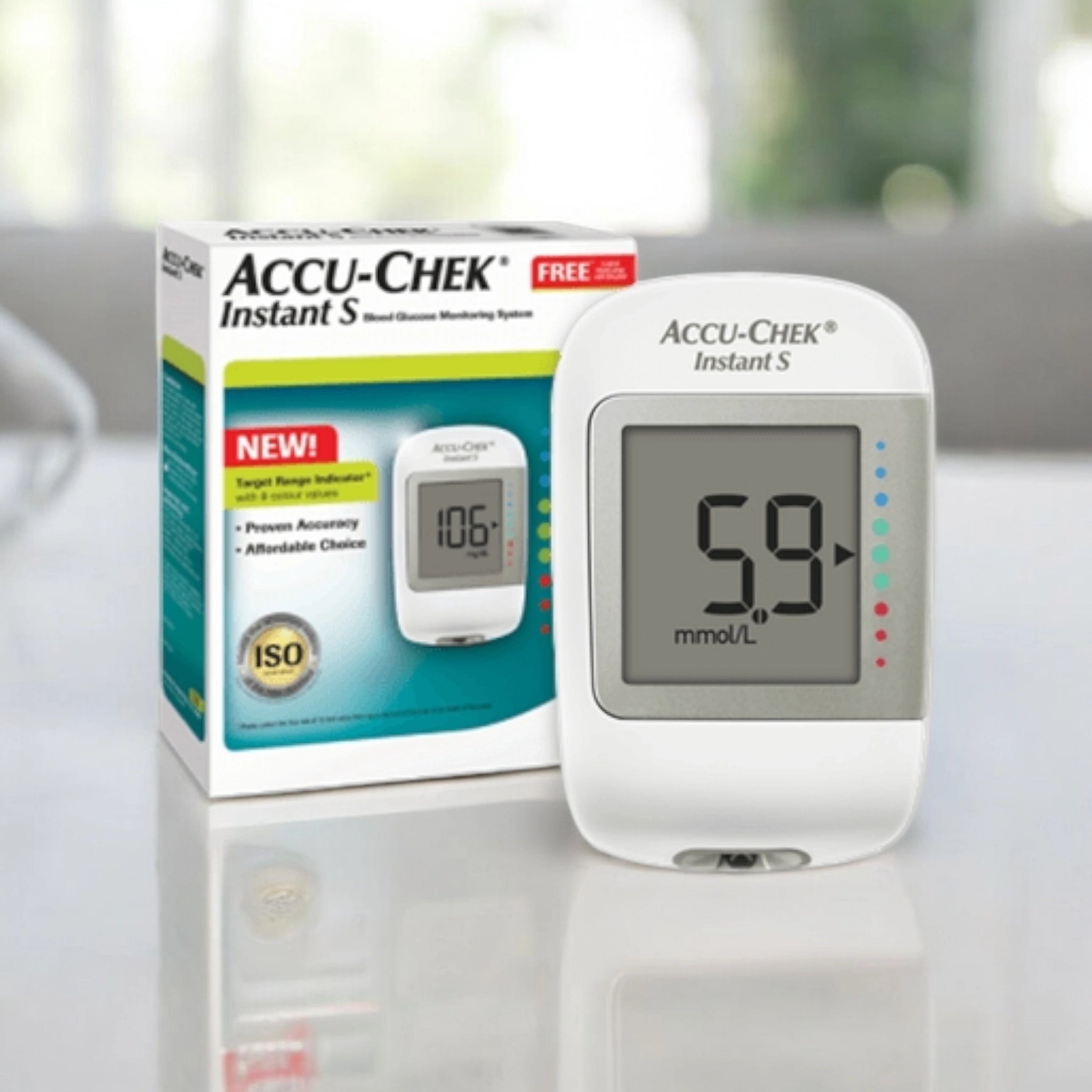 New Accu-Chek Instant S Blood Glucose Meter with 20 Test Strip Free