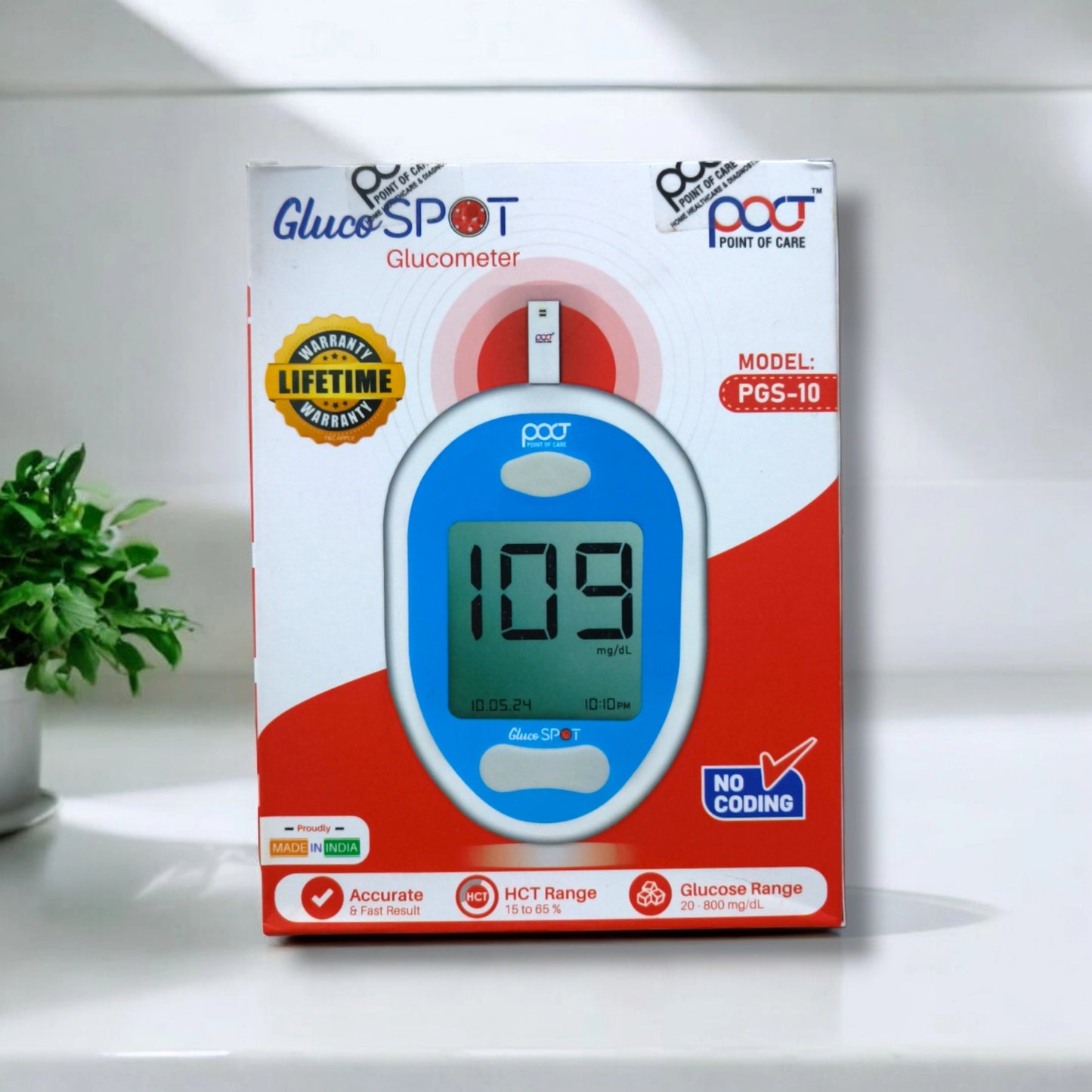 Point Of Care Glucose Monitor With 25 Strips (PGS-10 )