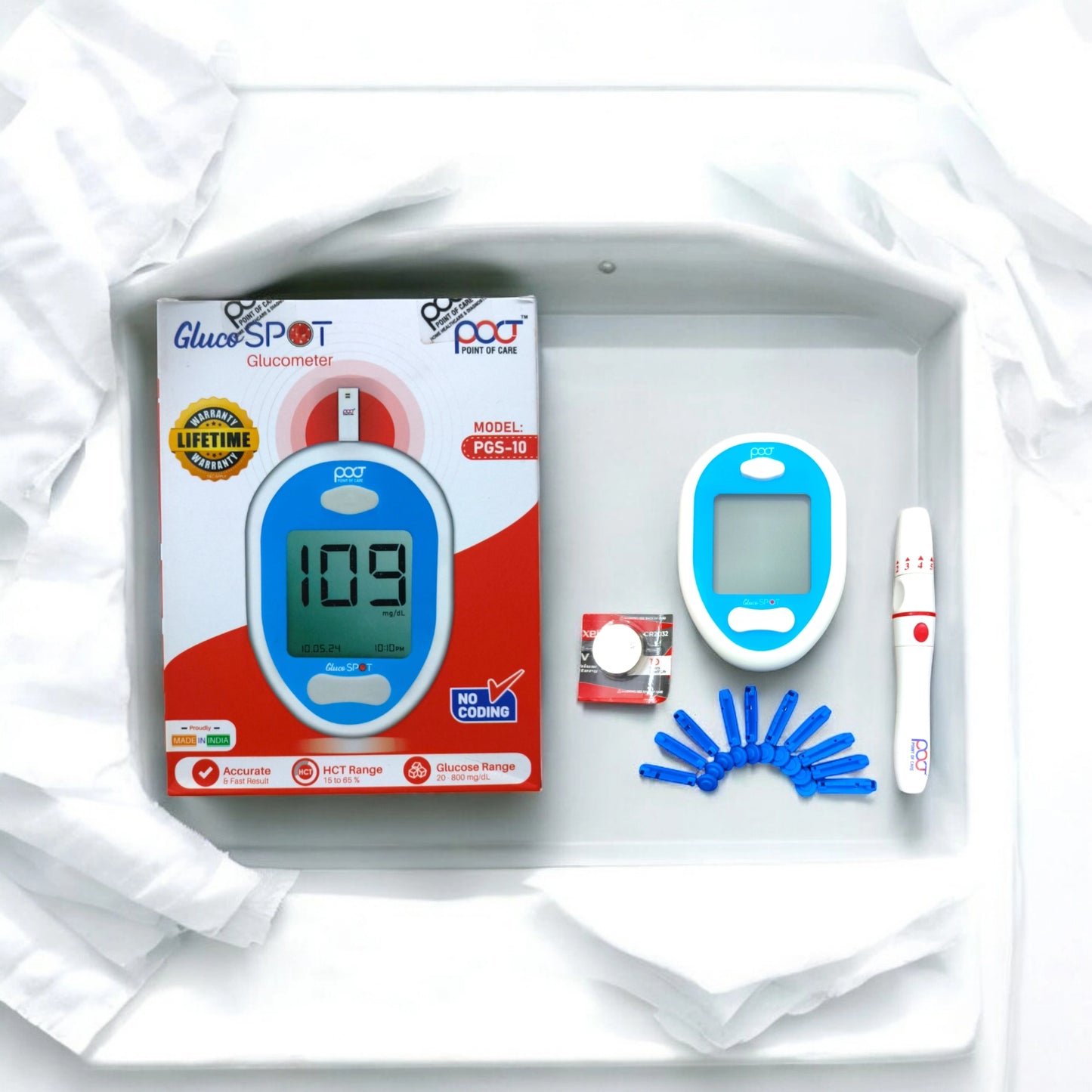 Point Of Care Glucose Monitor With 25 Strips (PGS-10 )