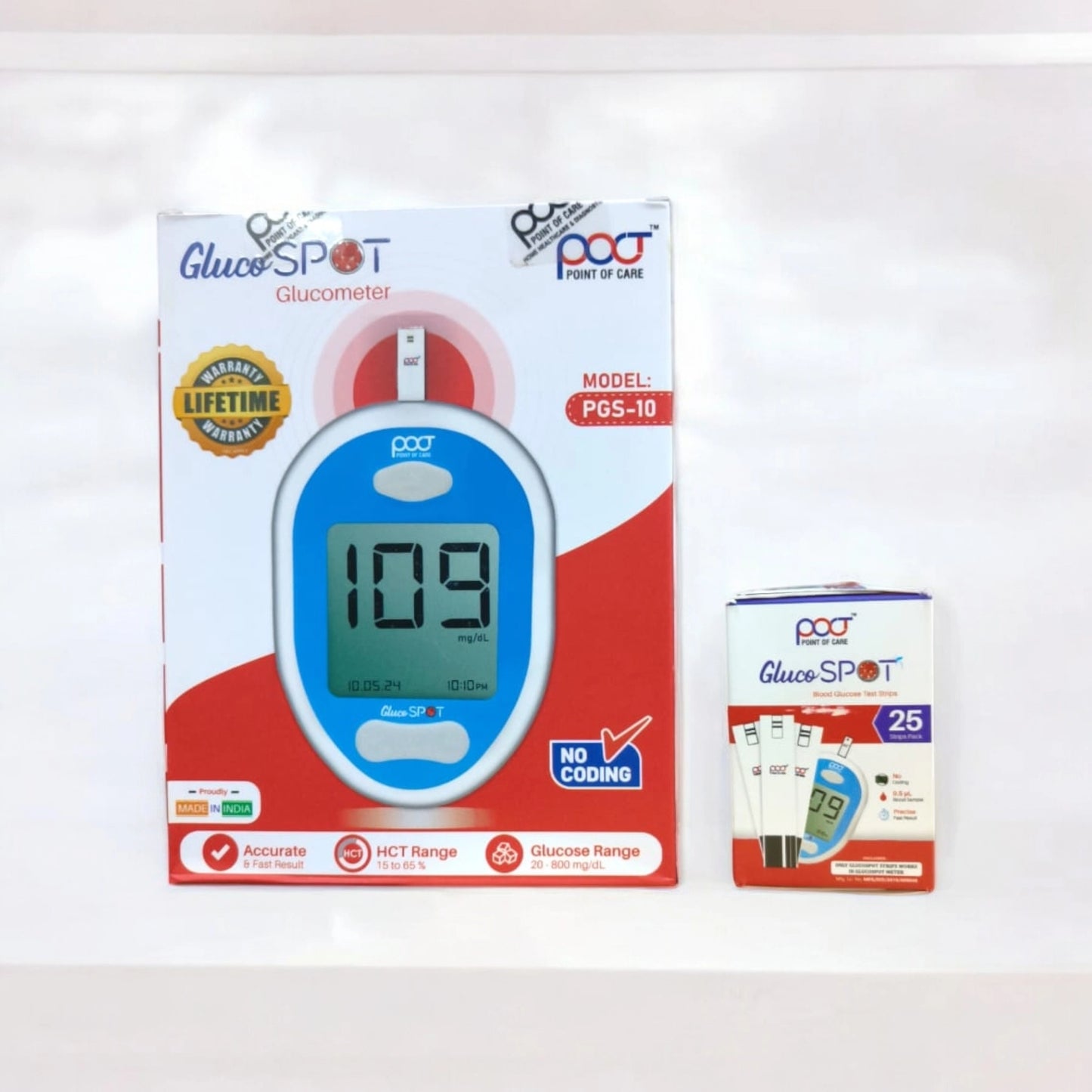 Point Of Care Glucose Monitor With 25 Strips (PGS-10 )