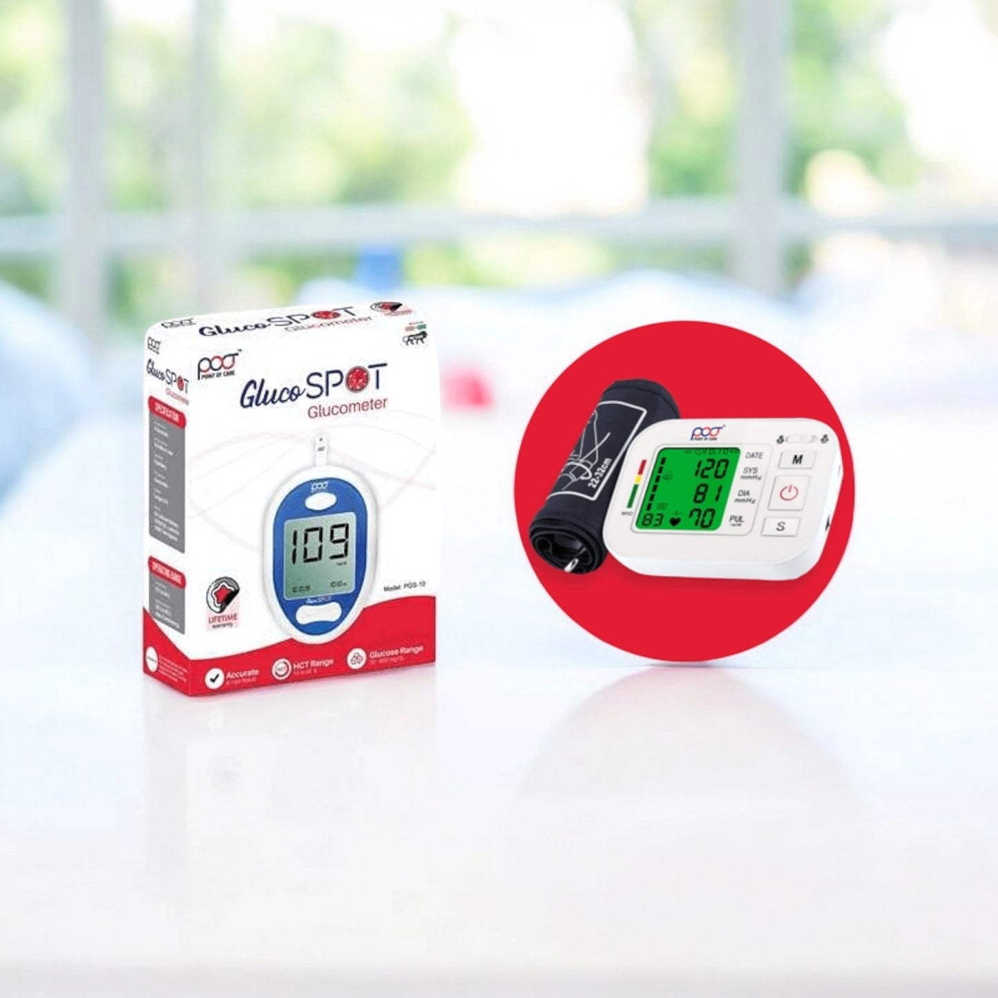 Poct Digital Blood Pressure Monitor with Glucometer Kit Free