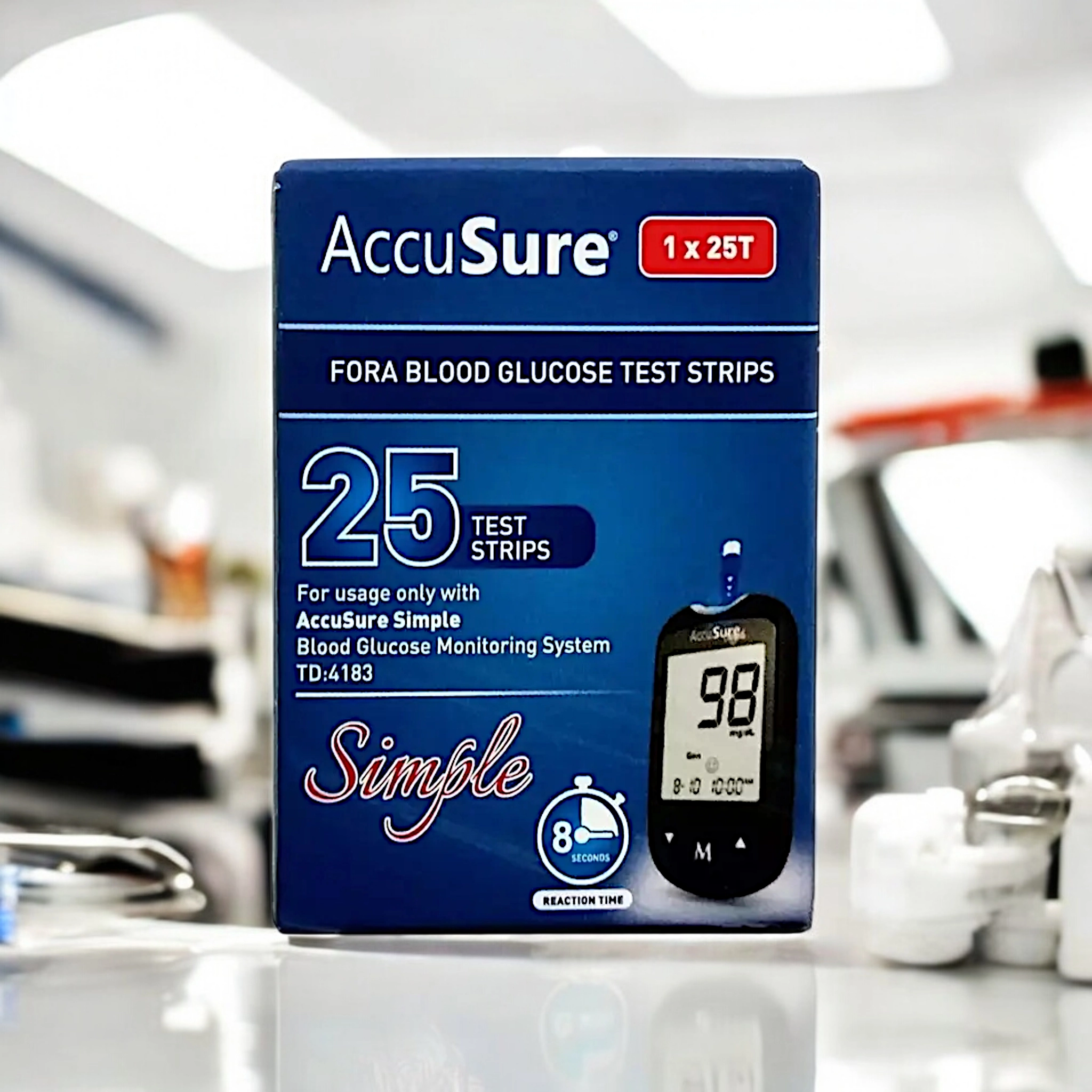 Accusure Simple Glucometer + 25 Test Strips