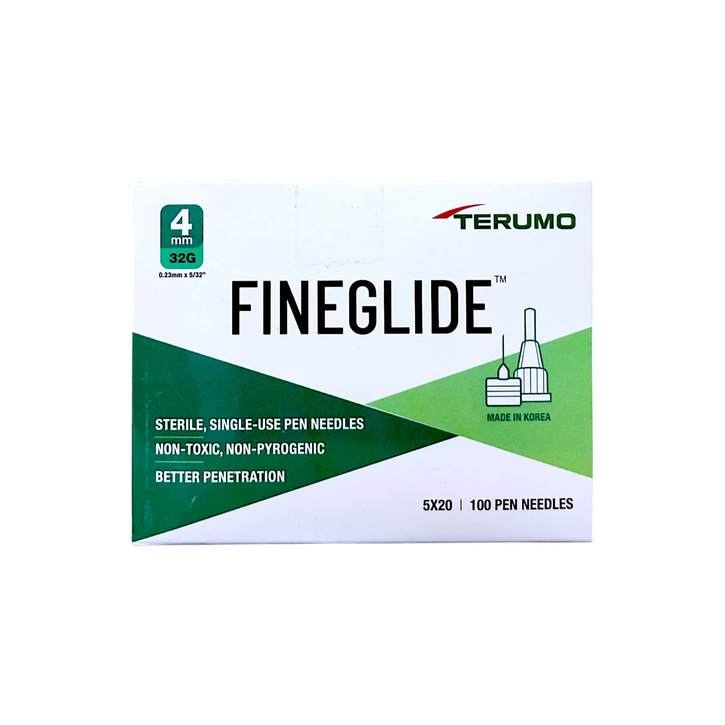 Terumo Fineglide Pen Needles 4mm and 32G (Pouch of 100 Needles)