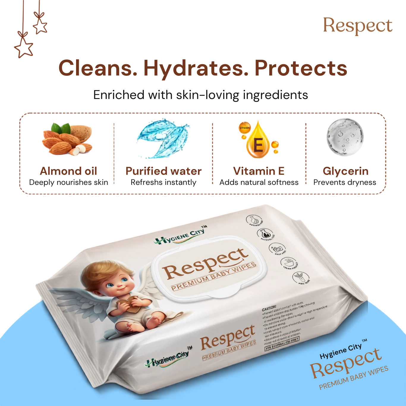 Respect Premium Baby Wipes | Soft & Gentle Wet Wipes for Babies | Resealable Pack