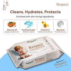 Respect Premium Baby Wipes | Soft & Gentle Wet Wipes for Babies | Resealable Pack