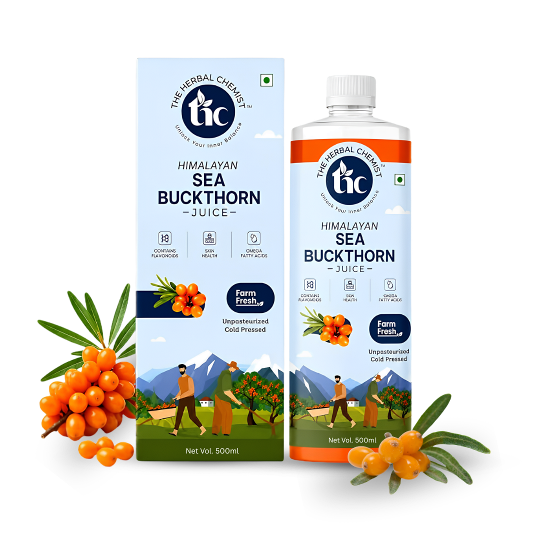 The Herbal Chemist Himalayan Sea Buckthorn Juice – 500ml | Rich in Omega 3, 6, 7 & 9 | Skin, Eye & Immune Wellness