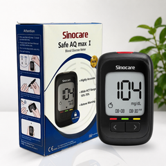 Sinocare Safe AQ Max I Blood Glucose Meter | Highly Accurate Blood Sugar Monitoring System | 100 Test Strips