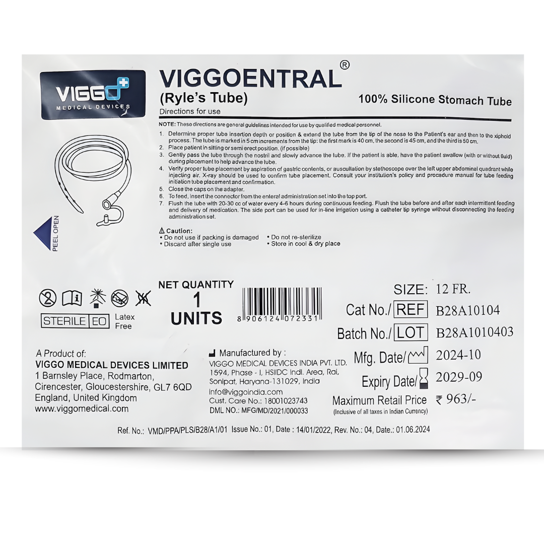 Viggoentral (Ryle’s Tube) – 100% Silicone Stomach Tube
