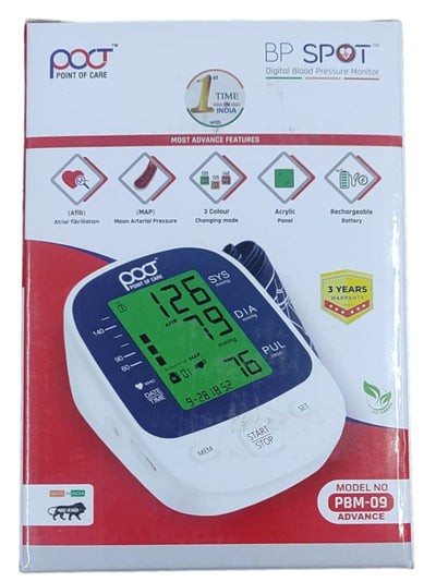 Point Of Care BP Spot Digital Blood Pressure Monitor with Rechargeable Battery PBM-09 Advance