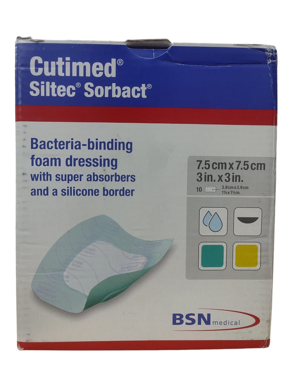 Cutimed Siltec Sorbact 73251 (7.5cm X 7.5cm) 2 Pcs