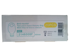 Bao Health 2-Piece Open Ostomy Bag 2146008F 60mm (With Filter & Velcro Closure)