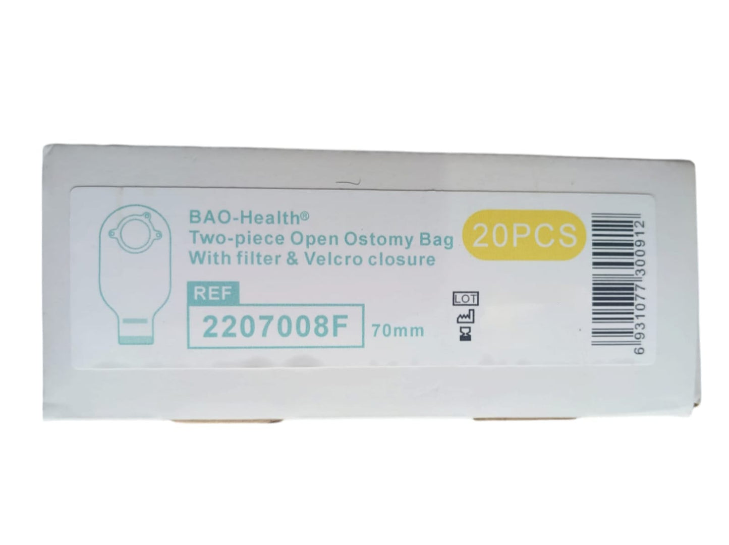 Bao Health Two Piece Open Ostomy Pouch with Filter and Velcro Closure 2207008F 15-70MM