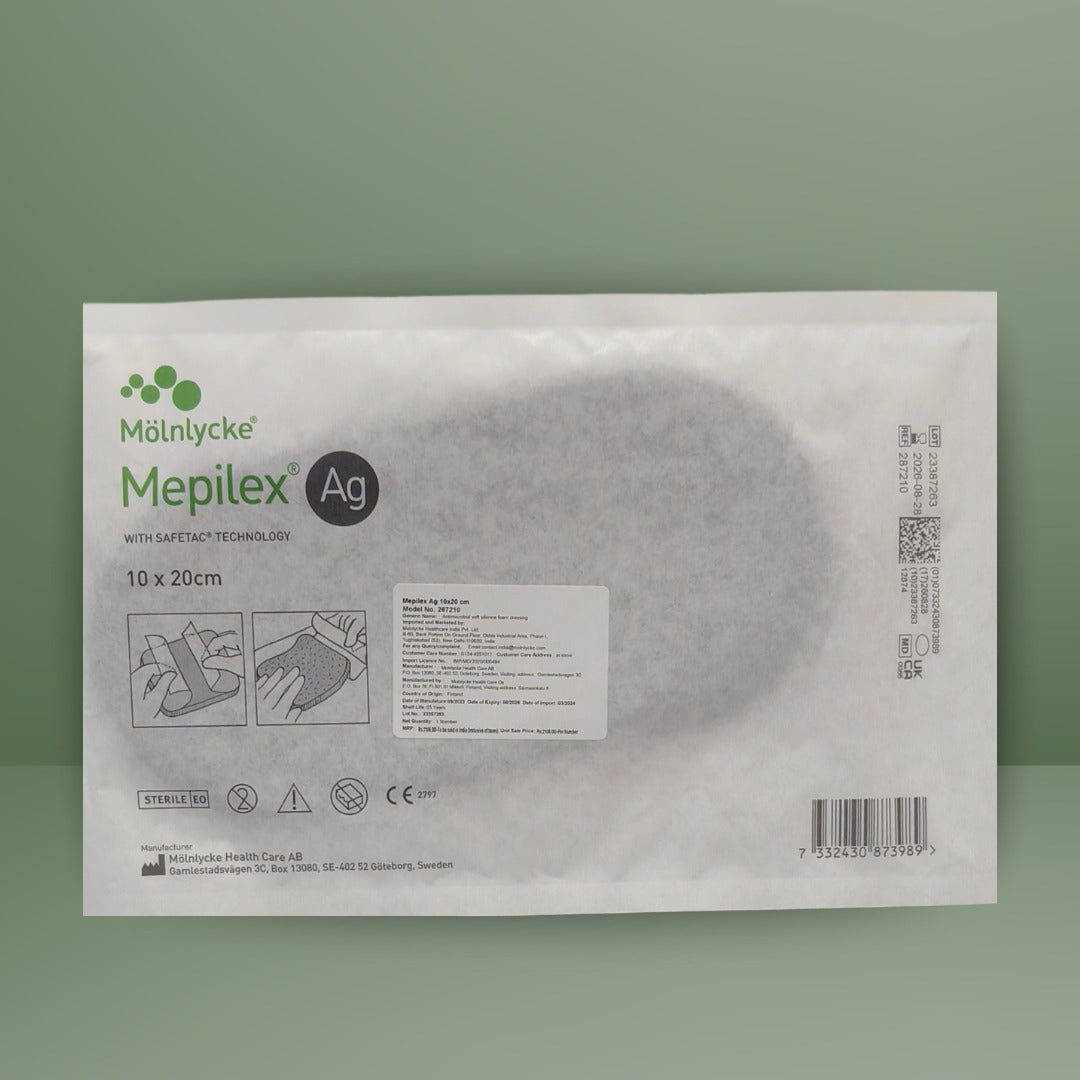 Mölnlycke Mepilex Ag Antimicrobial Foam Dressing with Safetac Technology (10 x 20 cm) 287210