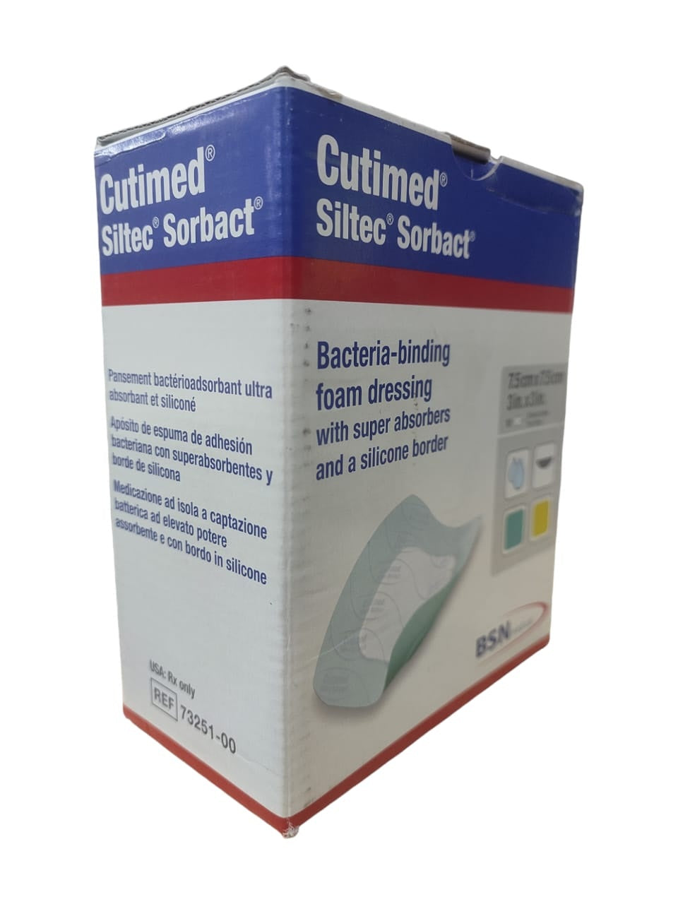 Cutimed Siltec Sorbact 73251 (7.5cm X 7.5cm) 2 Pcs