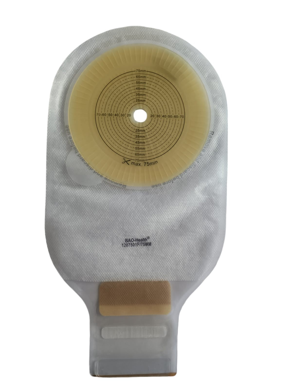 Bao Health One-piece Open Ostomy Bag with Filter & Velcro Closure 1207501F 12-75MM