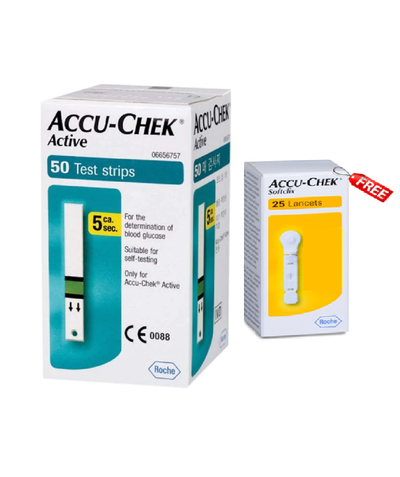 Accu Chek Active Test Strips With Free Soft-Clix Lancets 25