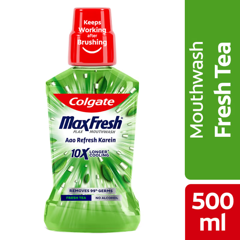 Colgate Max Fresh Antibacterial Mouth Wash 500ML 3 Pcs, Fresh Tea