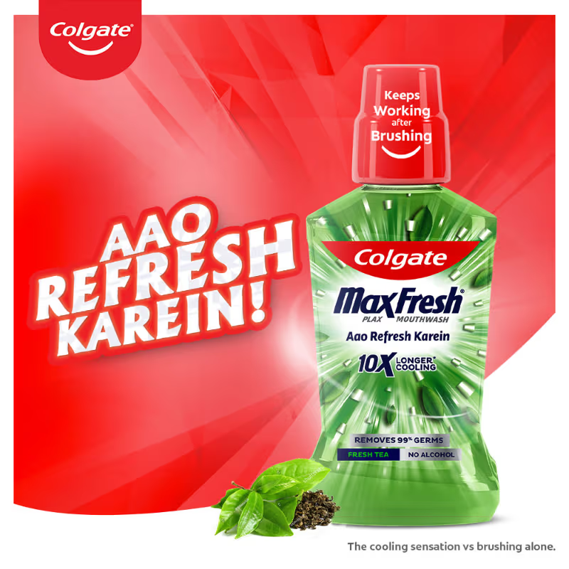 Colgate Max Fresh Antibacterial Mouth Wash 500ML 3 Pcs, Fresh Tea