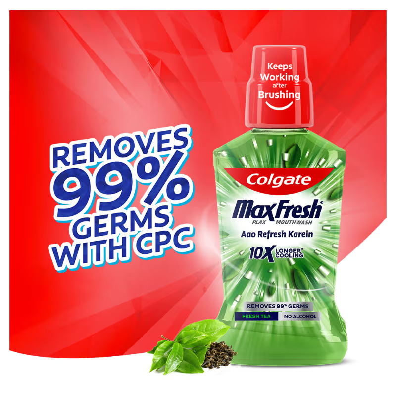 Colgate Max Fresh Antibacterial Mouth Wash 500ML 3 Pcs, Fresh Tea