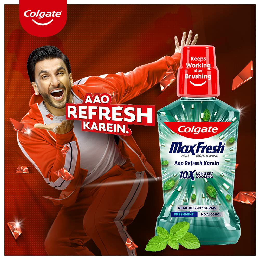 Colgate Max Fresh Antibacterial Mouth Wash 500ML 3 Pcs, Fresh Mint