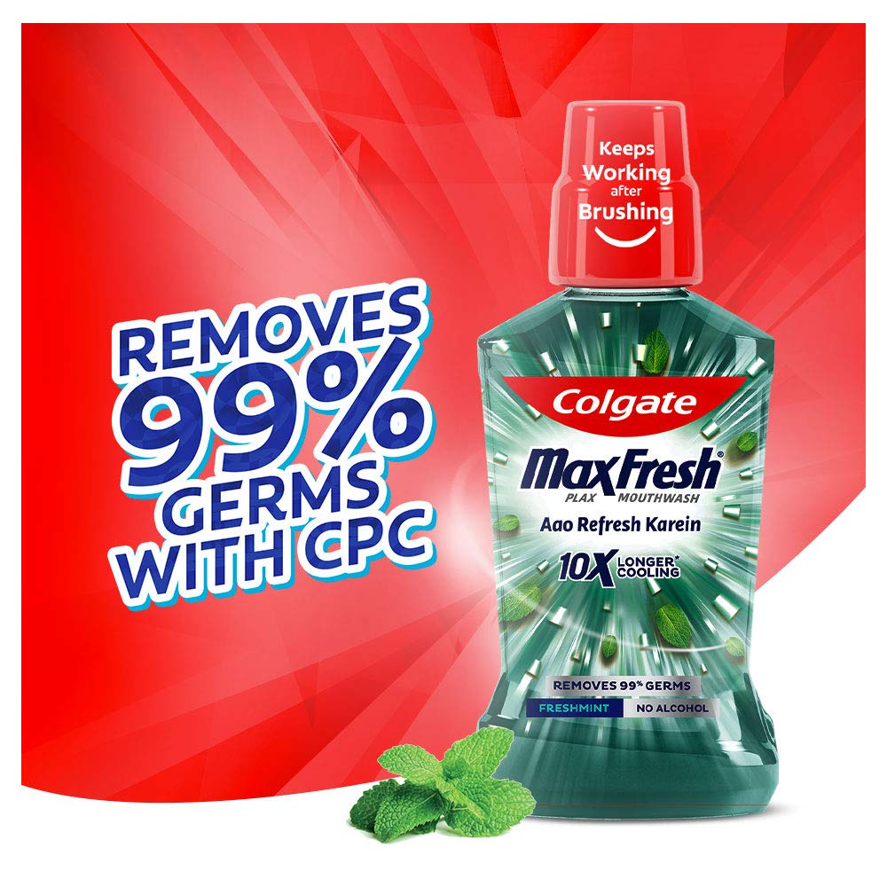 Colgate Max Fresh Antibacterial Mouth Wash 500ML 3 Pcs, Fresh Mint