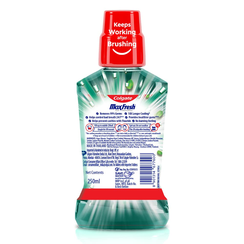 Colgate Max Fresh Antibacterial Mouth Wash 500ML 3 Pcs, Fresh Mint