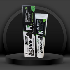 Dr. Morepen Active Smile Charcoal Toothpaste Combo – Pack of 3 (100g Each) with Free Bamboo Brushes | Teeth Whitening with Refreshing Mint
