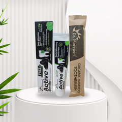 Dr. Morepen Active Smile Charcoal Toothpaste Combo – Pack of 3 (100g Each) with Free Bamboo Brushes | Teeth Whitening with Refreshing Mint