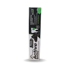Dr. Morepen Active Smile Charcoal Toothpaste Combo – Pack of 3 (100g Each) with Free Bamboo Brushes | Teeth Whitening with Refreshing Mint