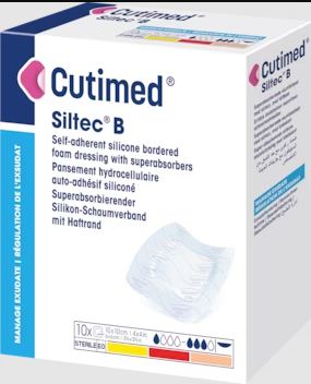 Cutimed Siltec B Self-Adherent bordered Foam Dressing 73284 (12.5 X 12.5cm) 2 Pcs