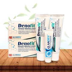 Denofit Denture Adhesive Cream 50g + Free Clanden Denture Cleaning Paste 15g | Strong Hold & Oral Hygiene Solution