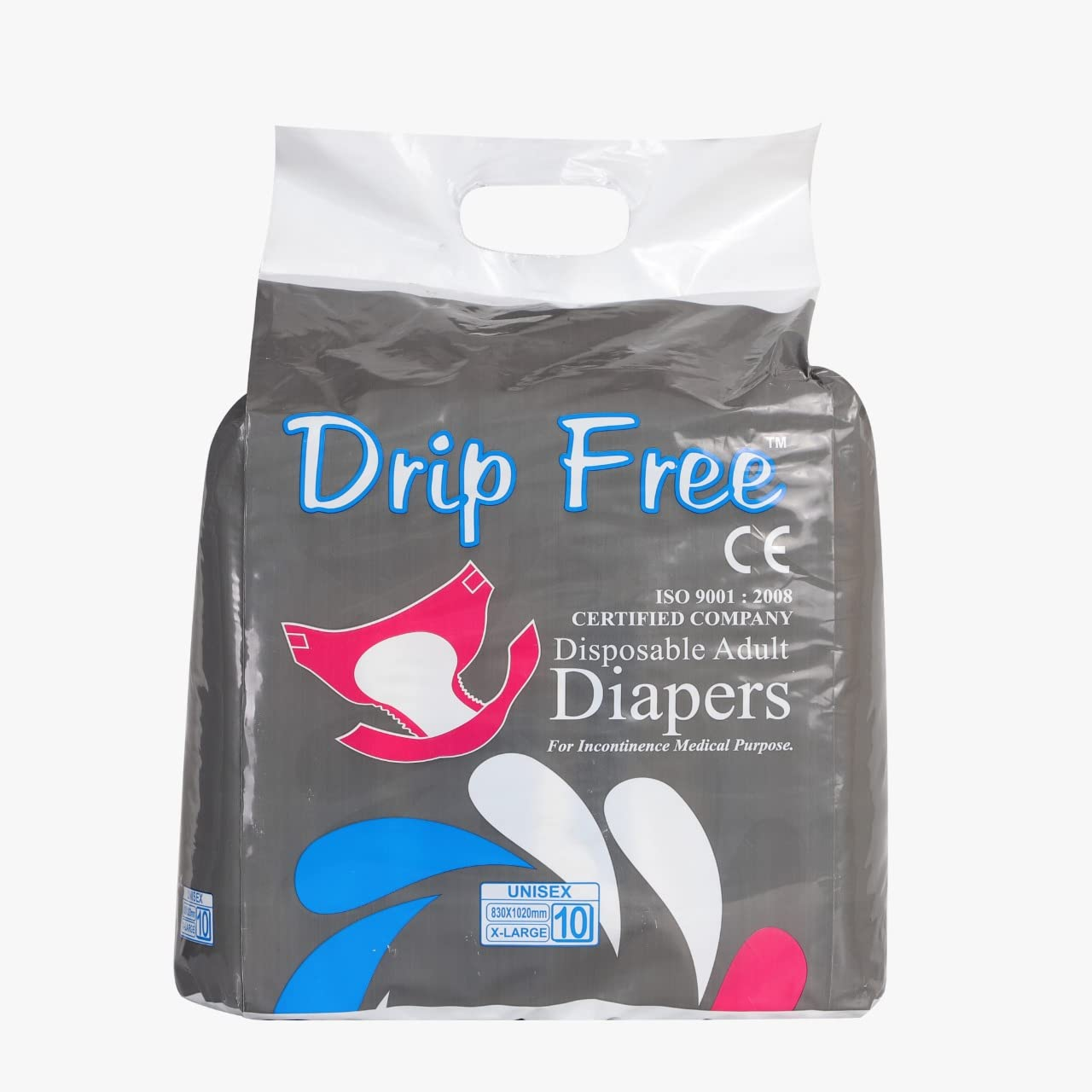 Drip Free Paramount Adult Diaper XL Size Pack of 10 Pcs, Waist Size 50-67 Inch