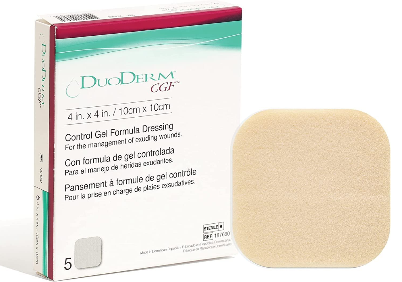 Duo Derm CGF (Control Gel Formula)  Sterile Dresssing 4Inch X 4Inch / 10cm X 10cm
