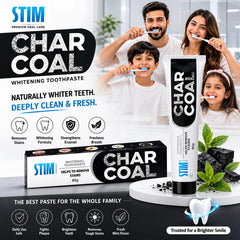 STIM Charcoal Whitening Toothpaste (80g) Pack of 3 – Teeth Whitening, Cavity Protection & Fresh Breath | Activated Charcoal Formula