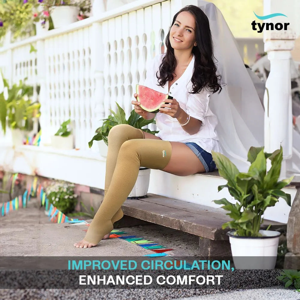 Tynor Cure Compression Stocking Mid Thigh Classic (1 Pair) I-15