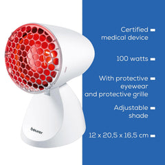 Beurer IL 11 Infrared Lamp | Soothing Heat Therapy for Muscle Pain, Colds &amp; Tension | German Engineering Infrared Light for Home Use