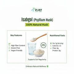 Vijay Life Care Isabgol Psyllium Husk 100g (Pack of 3) – 100% Natural Fiber for Digestive Health