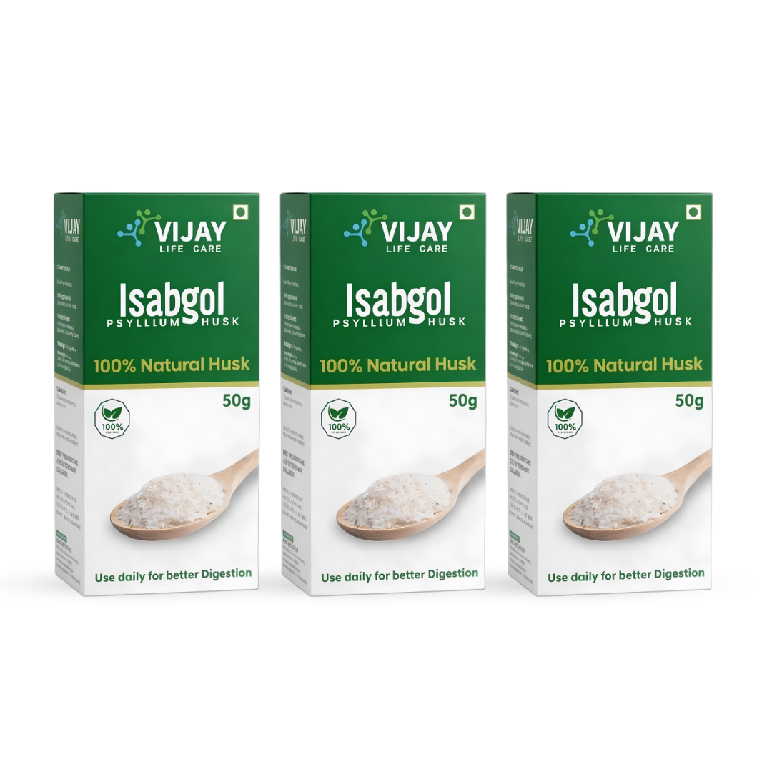 Vijay Life Care Isabgol Psyllium Husk 100g (Pack of 3) – 100% Natural Fiber for Digestive Health