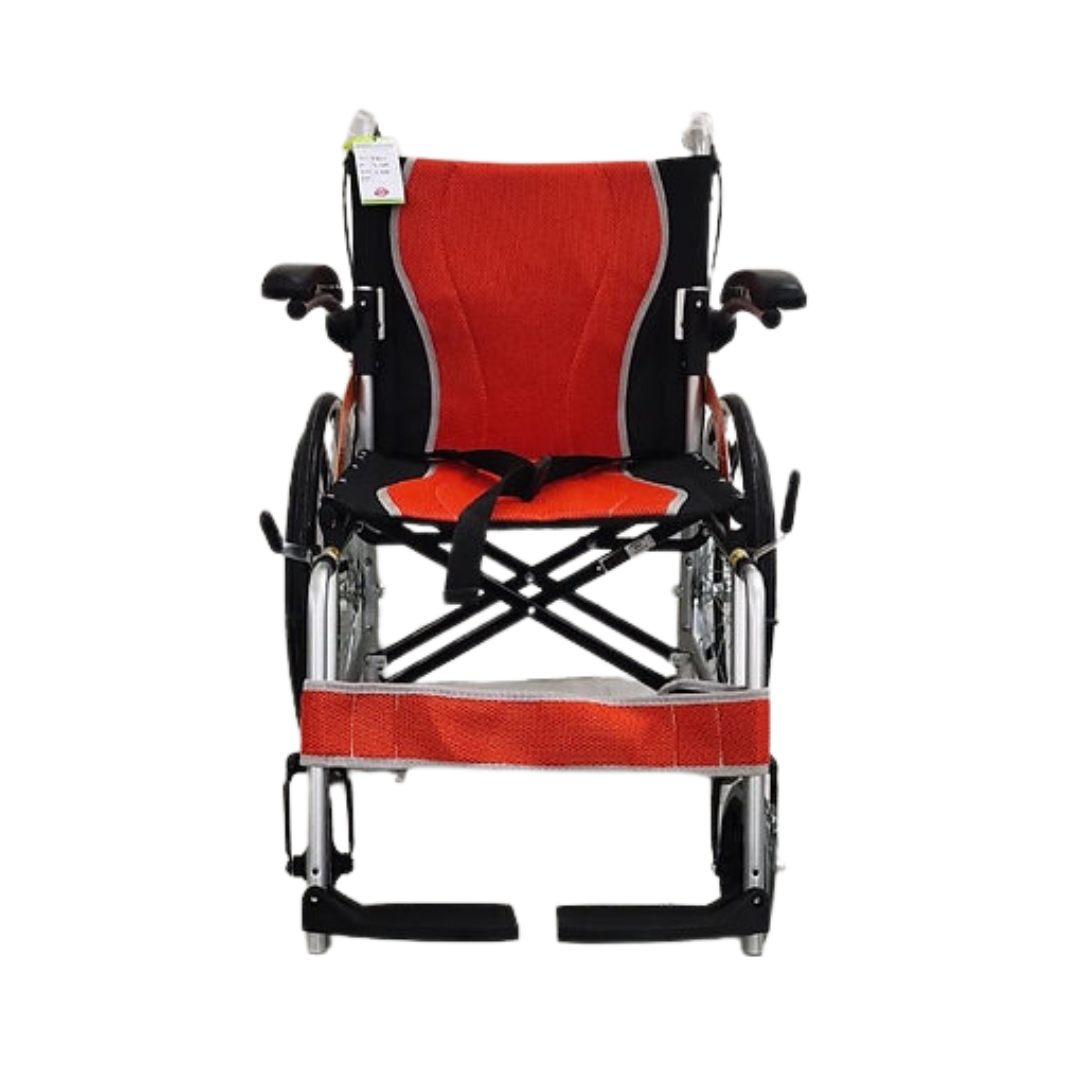 Karma Ryder 5 Manual Wheelchair – Lightweight Foldable Mild Steel Frame | Flip-Up Footrests | Attendant Brakes | Compact, Travel-Friendly | 100kg Weight Capacity