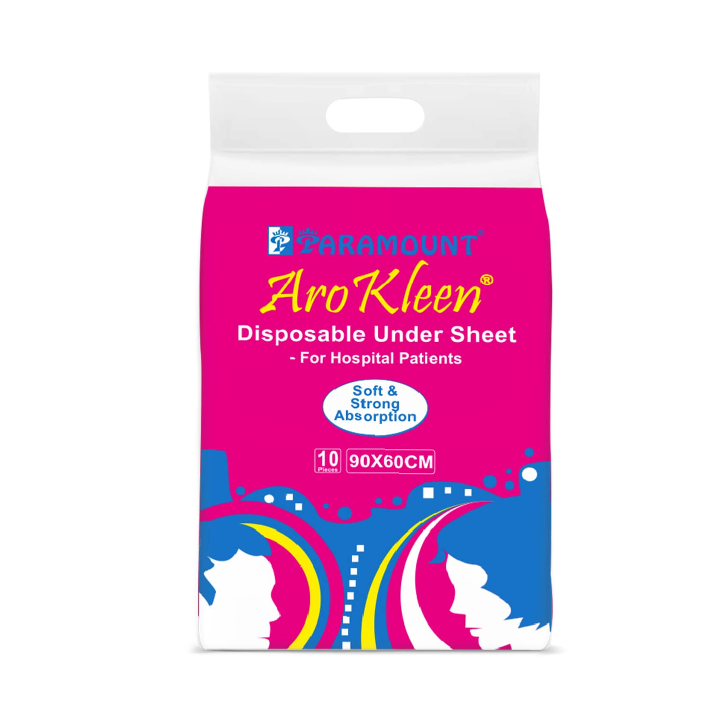 Disposable Underpads Sheet Arokleen Paramount Pack Of 10 Pcs, Blue, Size 60-90 CM With 5 Layered Anti Leakage Super Absorbent Sheet