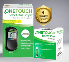 OneTouch Select Plus Simple Glucometer (Free 10 Strips)