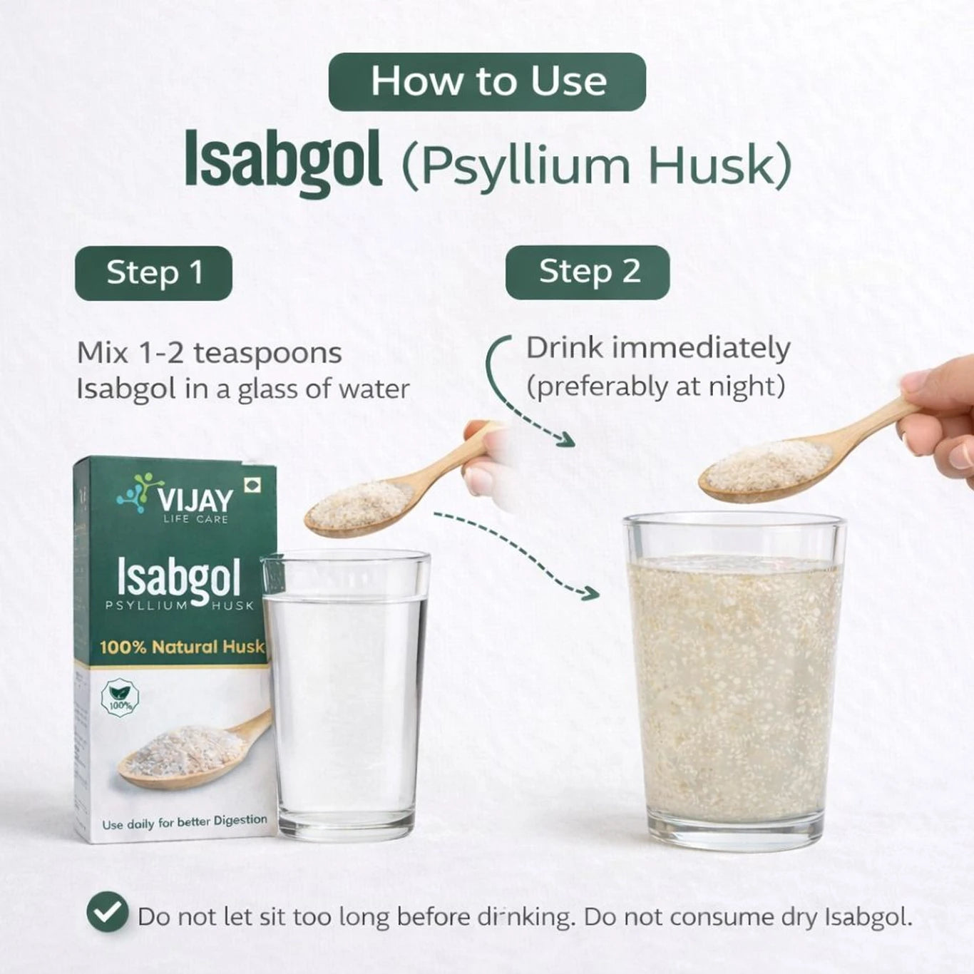 Vijay Life Care Isabgol Psyllium Husk 100g (Pack of 3) – 100% Natural Fiber for Digestive Health