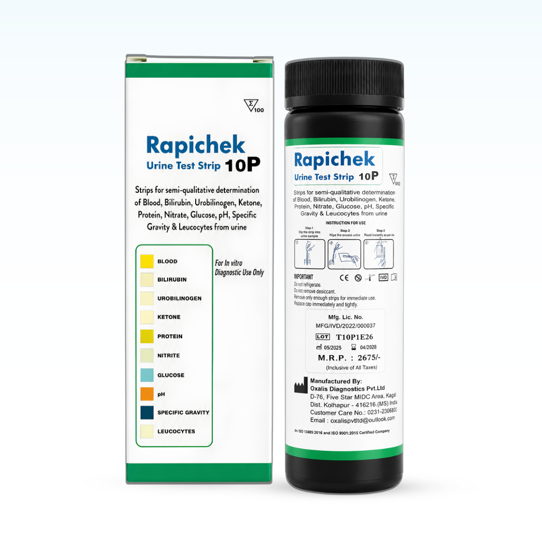 Rapichek Urine Test Strip 10P – 10 Parameter Urine Reagent Strips for Blood, Glucose, Protein & More