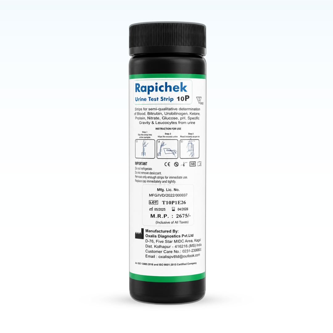 Rapichek Urine Test Strip 10P – 10 Parameter Urine Reagent Strips for Blood, Glucose, Protein & More