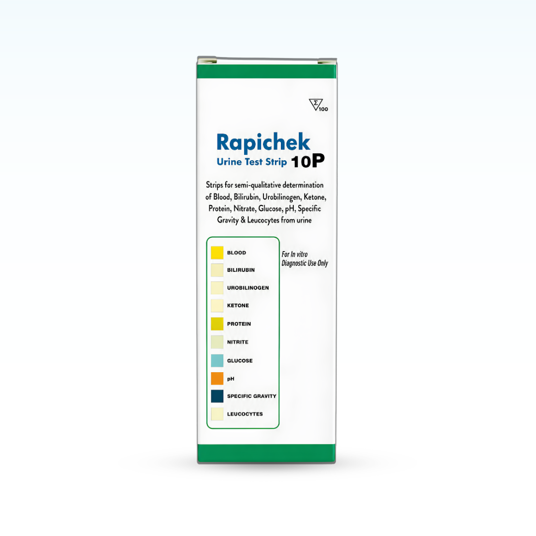 Rapichek Urine Test Strip 10P – 10 Parameter Urine Reagent Strips for Blood, Glucose, Protein & More