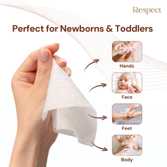 Respect Premium Baby Wipes | Soft & Gentle Wet Wipes for Babies | Resealable Pack