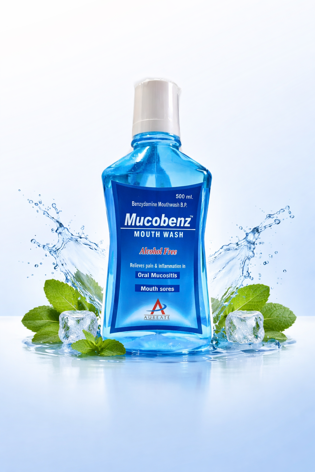 Mucobenz™ Mouth Wash 500ml – Benzydamine Mouthwash B.P. | Alcohol Free | For Oral Mucositis & Mouth Sores