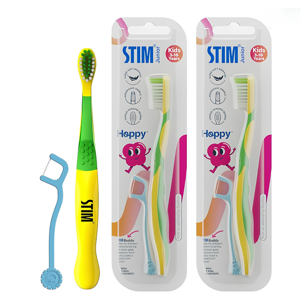 STIM Hoppy Kids Toothbrush (3–10 Years) – Super Soft Bristles for Gentle Cleaning & Gum Protection | Pack of 3