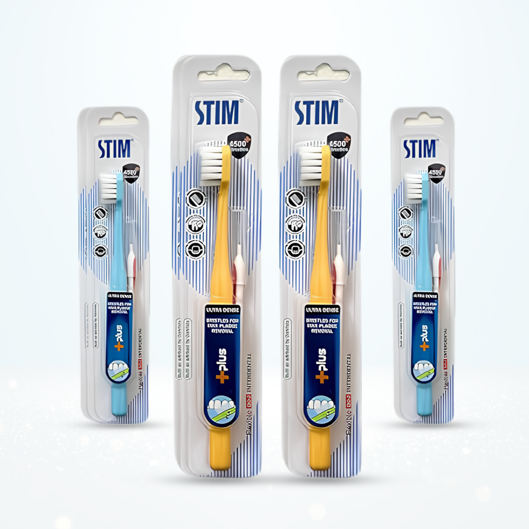 STIM Plus Ultra Dense Toothbrush – Pack of 3 | 4500+ Bristles for Max Plaque Removal