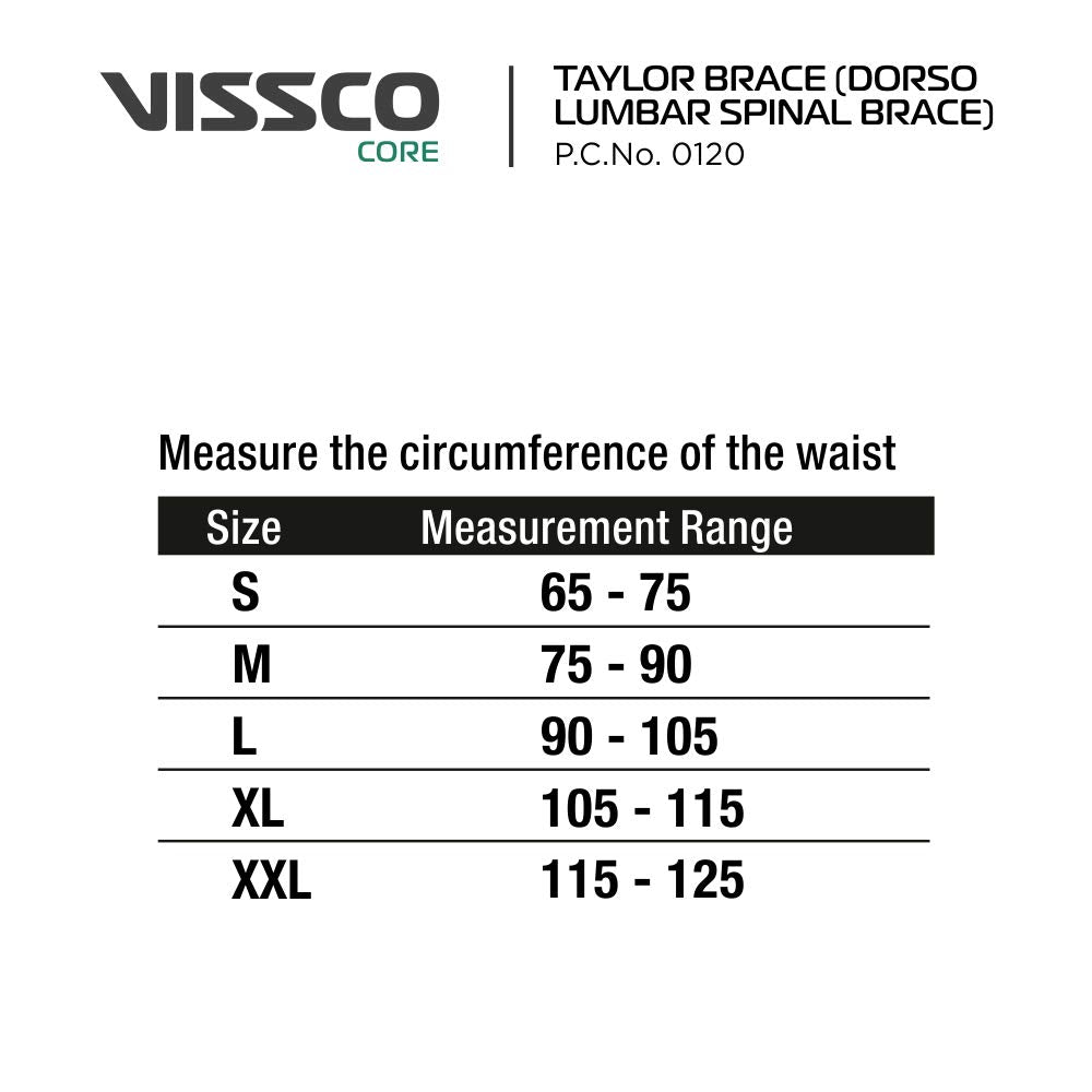 VISSCO Taylor Brace (Dorso Lumbar Spinal Brace) Skin Friendly, For Men &  Women Large Back / Lumbar Support